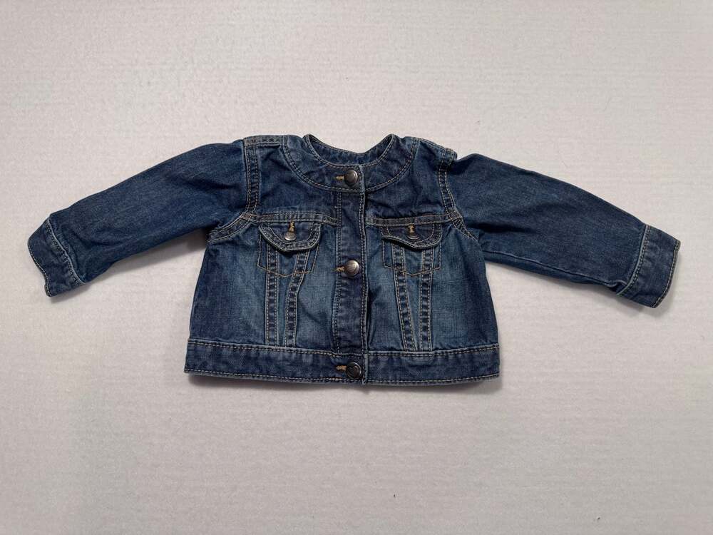 The Children’s Place Girls Blue Denim Jean Jacket Heart Buttons 6-9 Months